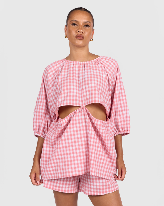 FINAL SALE | Florence Top | Pink Gingham