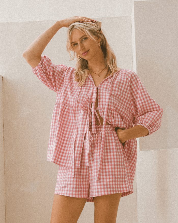 FINAL SALE | Florence Top | Pink Gingham
