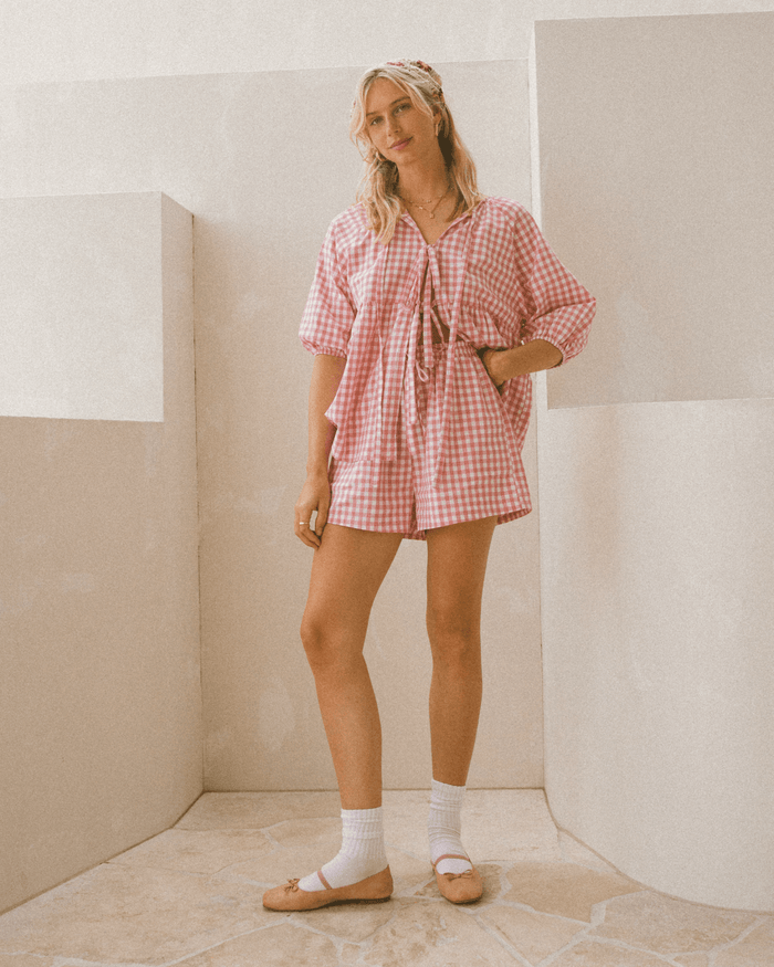 FINAL SALE | Florence Top | Pink Gingham