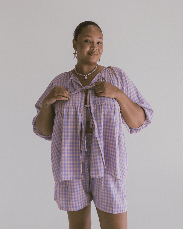 FINAL SALE | Florence top | Pink & Purple Gingham