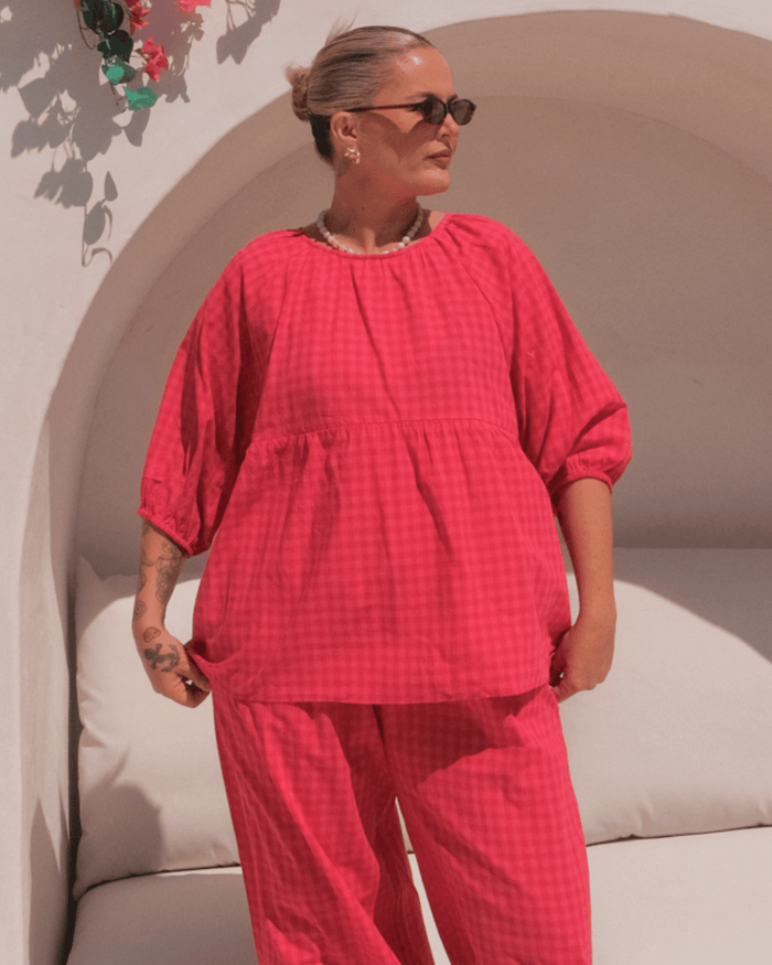 FINAL SALE | Florence top | Red & Pink Gingham