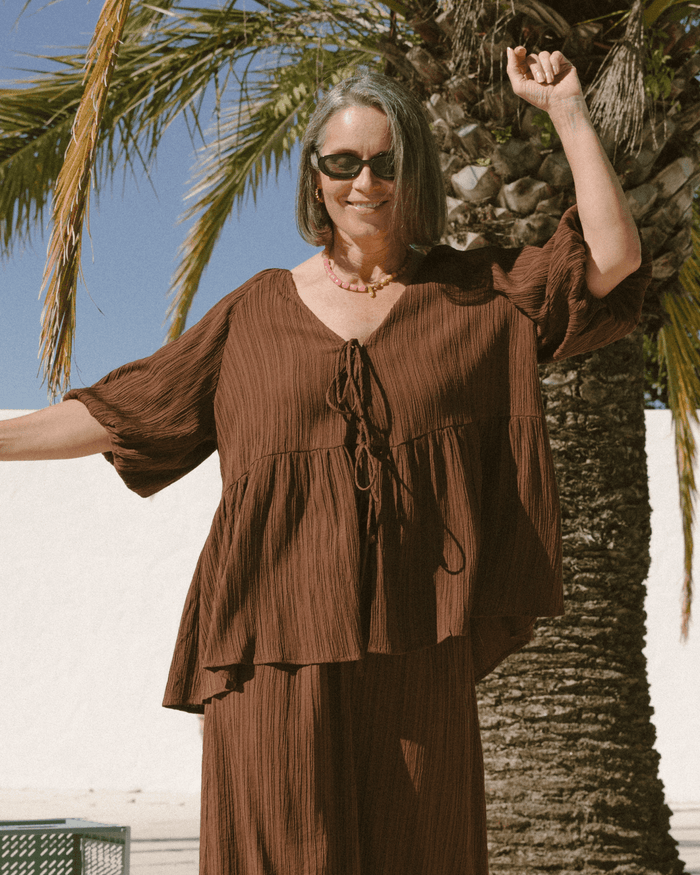 FINAL SALE | Frankie Top | Brown Crepe