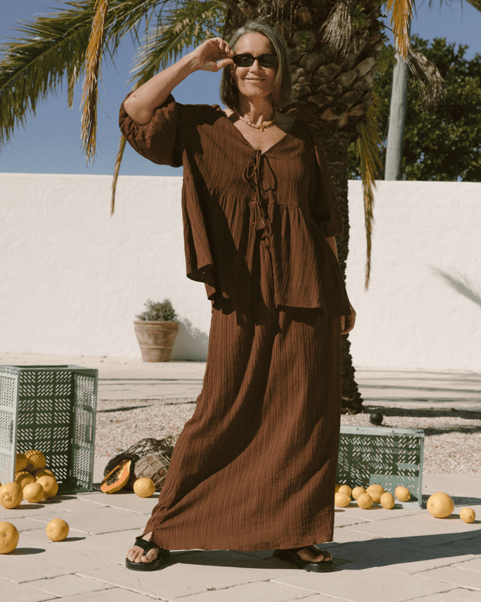 FINAL SALE | Frankie Top | Brown Crepe