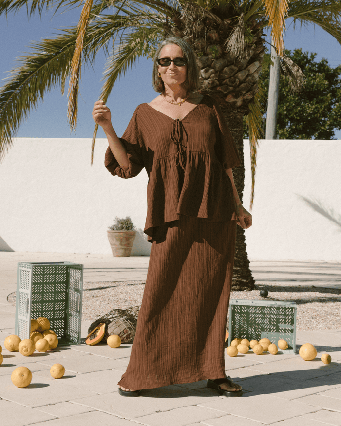 FINAL SALE | Frankie Top | Brown Crepe