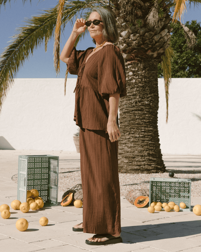 FINAL SALE | Frankie Top | Brown Crepe