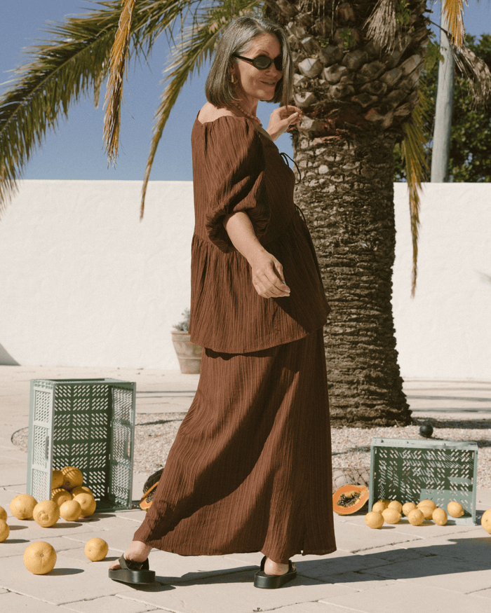 FINAL SALE | Frankie Top | Brown Crepe