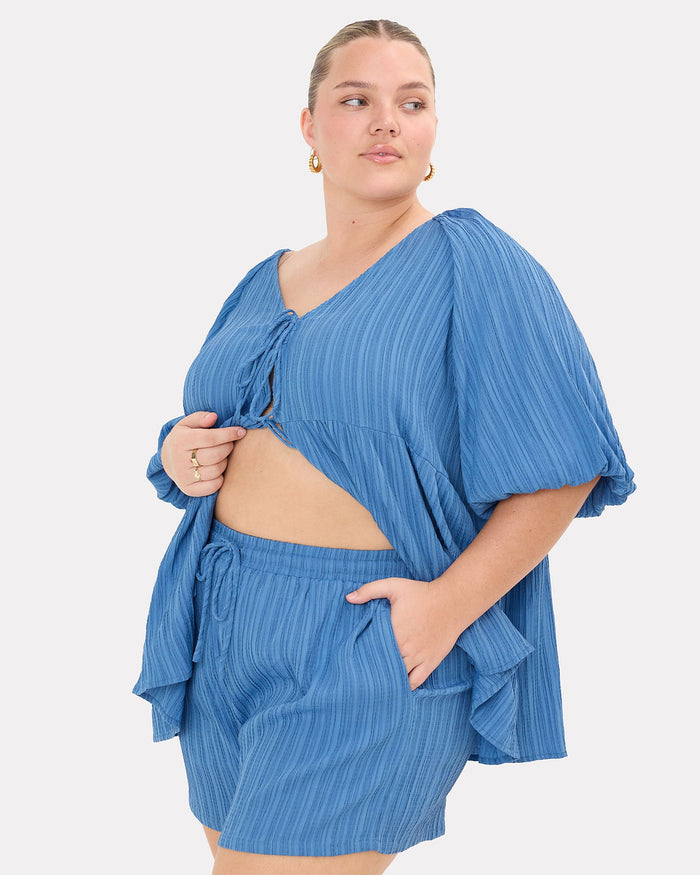 Matilda Shorts in Dark Blue Crepe - Functional Pockets - The Lullaby Club