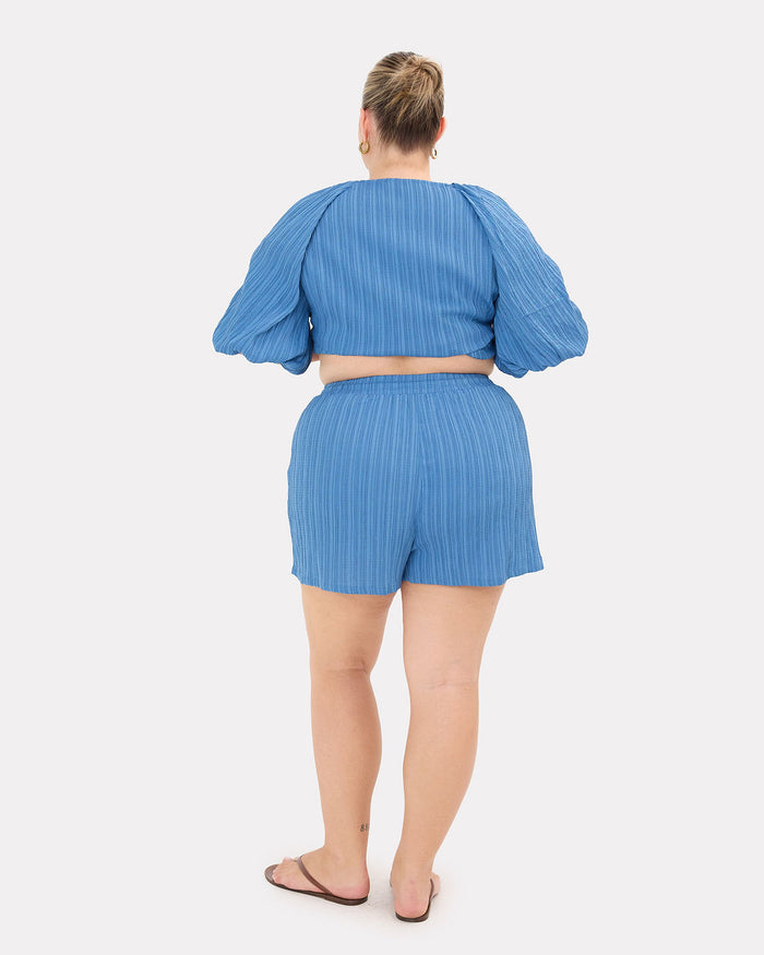 Matilda Shorts in Dark Blue Crepe - Maternity & Postpartum Friendly - The Lullaby Club