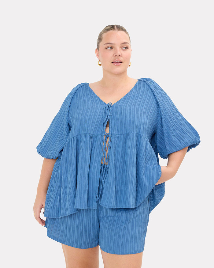 Matilda Shorts in Dark Blue Crepe - Size Inclusive AU 6-26 - The Lullaby Club