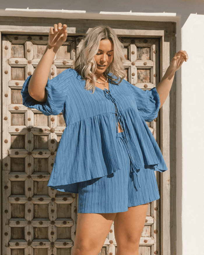 FINAL SALE | Frankie Top | Dark Blue Crepe