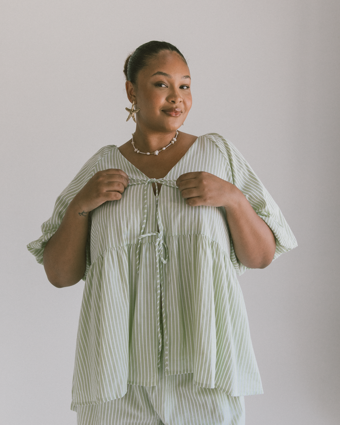 FINAL SALE | Frankie Top | Green Stripe