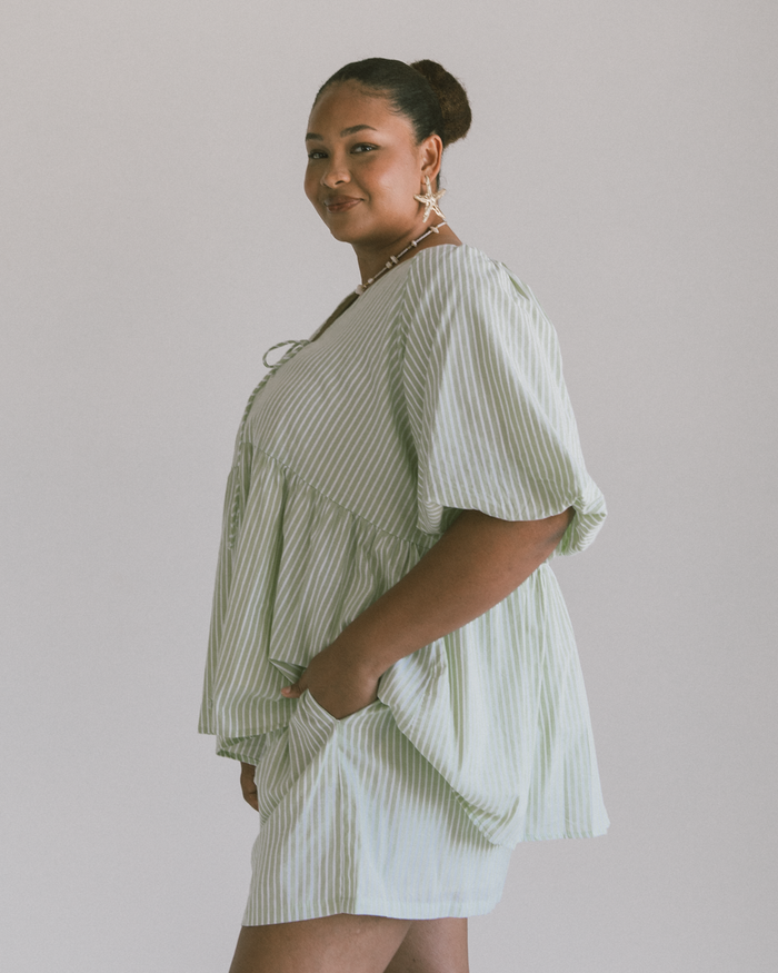 FINAL SALE | Frankie Top | Green Stripe