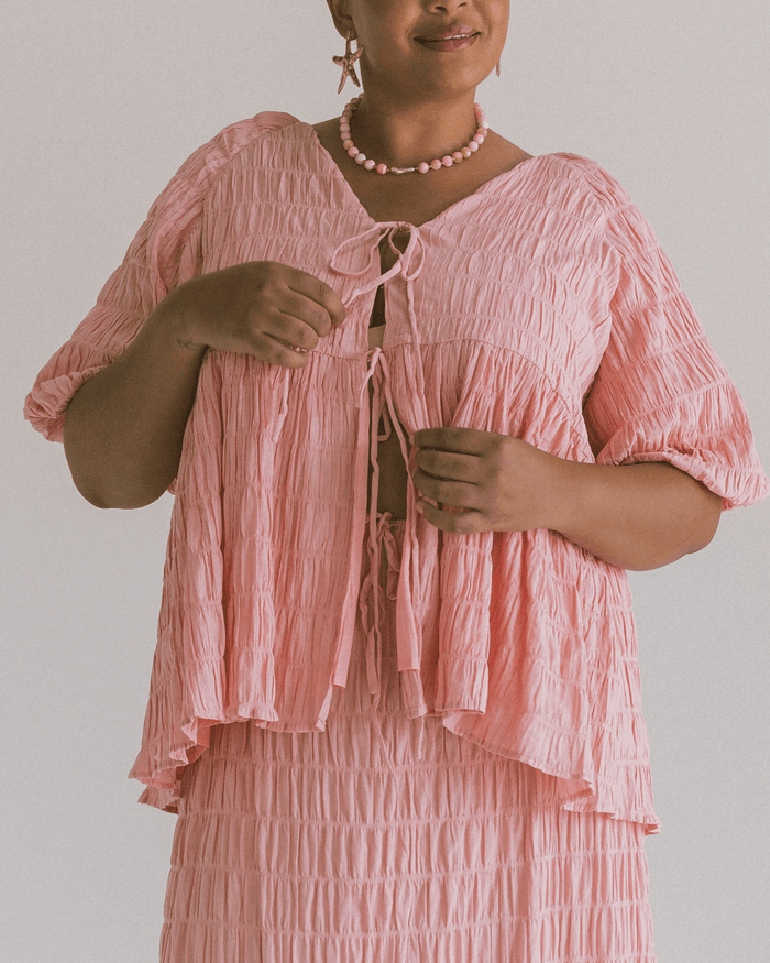 FINAL SALE | Frankie Top | Pink Seersucker