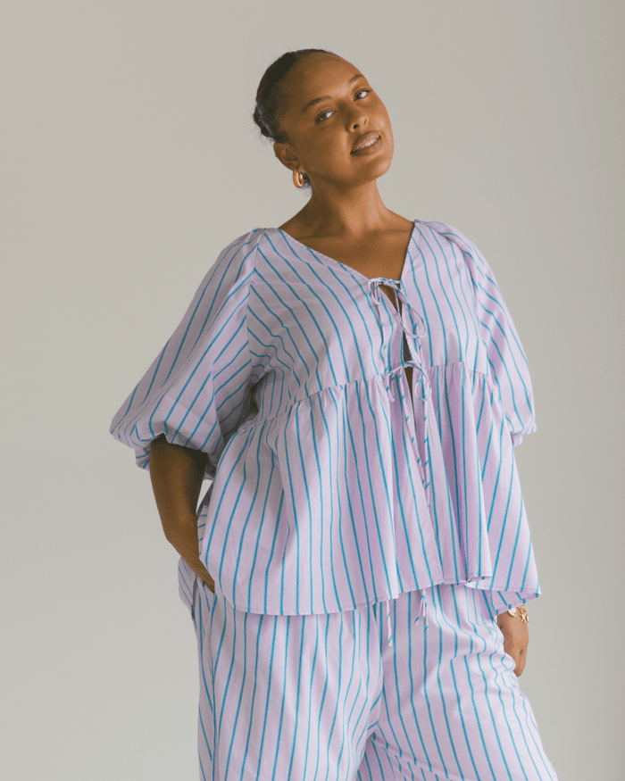 FINAL SALE | Frankie Top | Purple & Blue Stripe