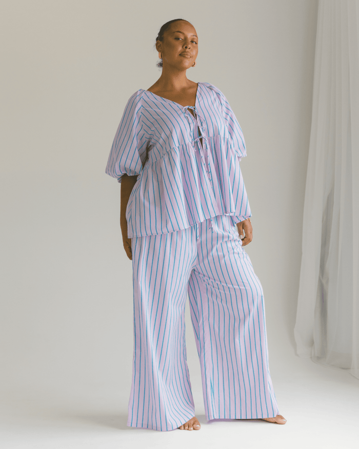 FINAL SALE | Frankie Top | Purple & Blue Stripe