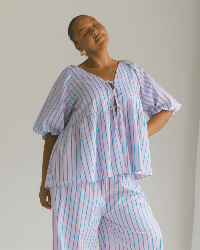 FINAL SALE | Frankie Top | Purple & Blue Stripe
