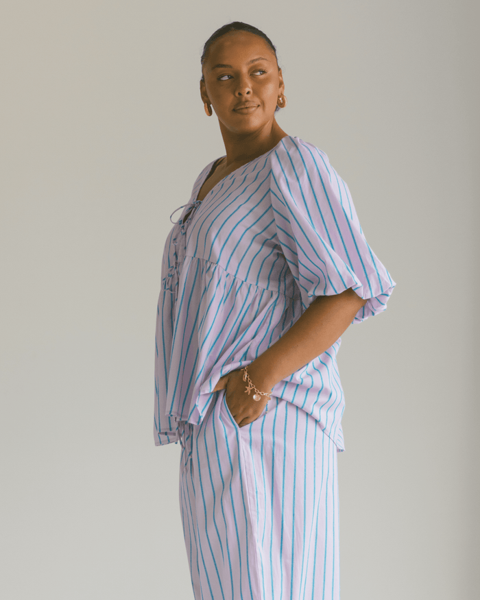 FINAL SALE | Frankie Top | Purple & Blue Stripe
