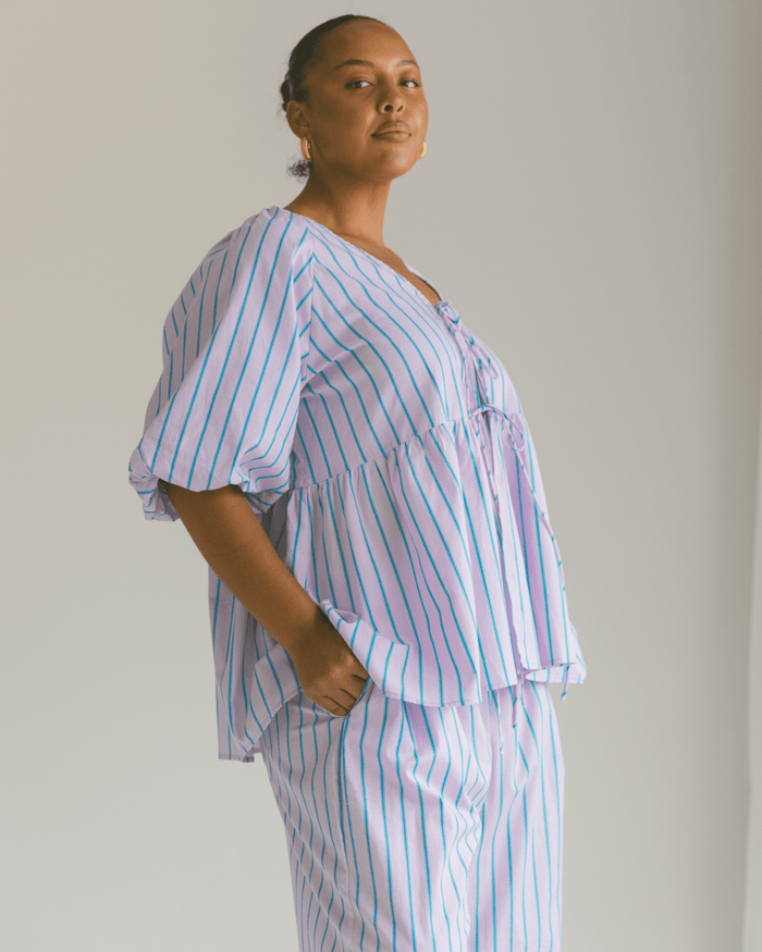 FINAL SALE | Frankie Top | Purple & Blue Stripe