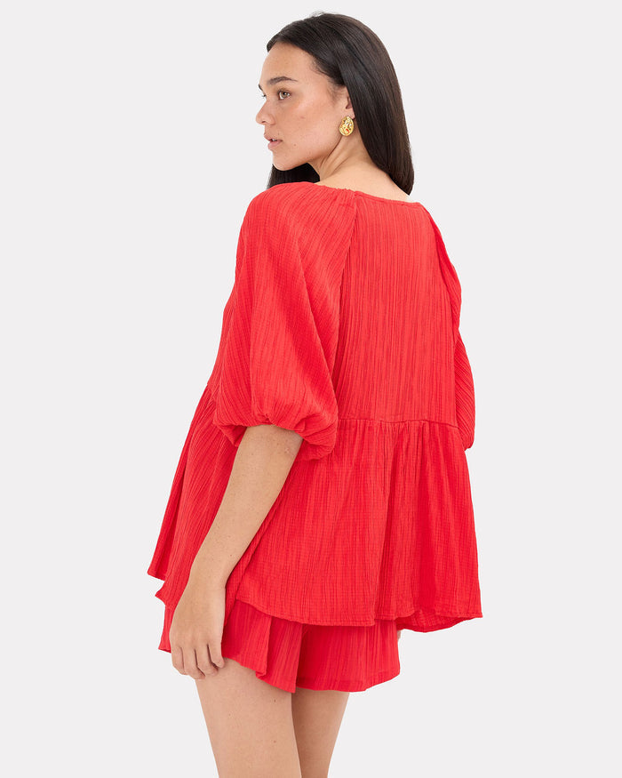 Frankie Top in Red Crepe - Inclusive Size Range AU 6-26 - The Lullaby Club