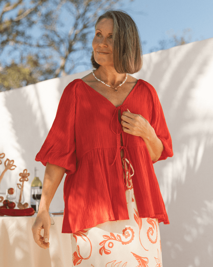 FINAL SALE | Frankie Top | Red Crepe