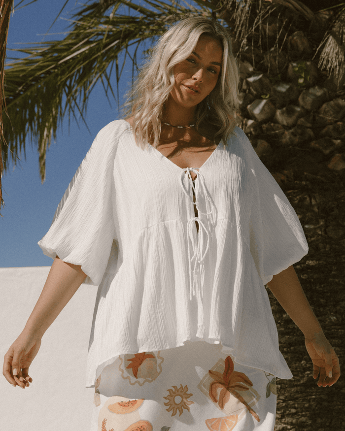 FINAL SALE | Frankie Top | White Crepe