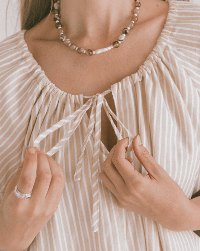 FINAL SALE | Harvey Mini Dress | Beige Stripe