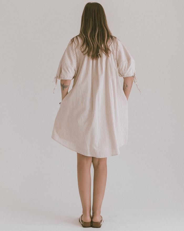FINAL SALE | Harvey Mini Dress | Beige Stripe