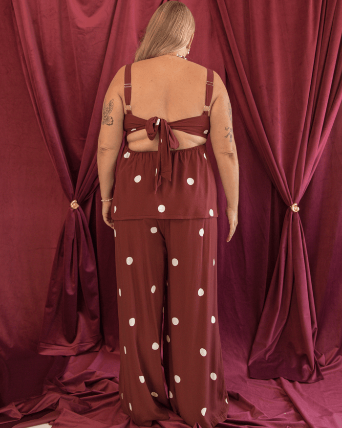 FINAL SALE | Junie Top | Mahogany Polka Dot