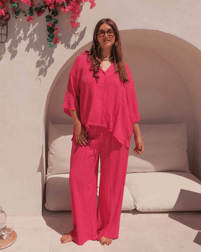 FINAL SALE | Lacey Shirt | Flamingo Crepe