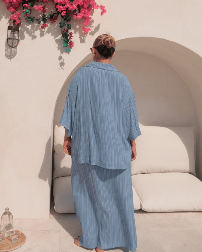 FINAL SALE | Lacey Shirt | Sky Crepe