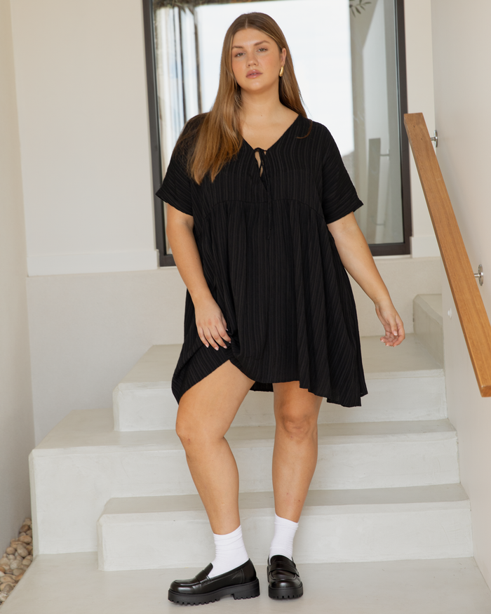 FINAL SALE | Lainey Mini Dress | Black Crepe
