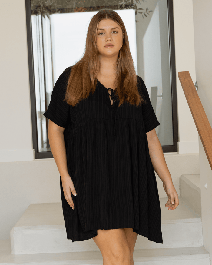 FINAL SALE | Lainey Mini Dress | Black Crepe