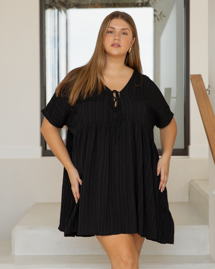 FINAL SALE | Lainey Mini Dress | Black Crepe