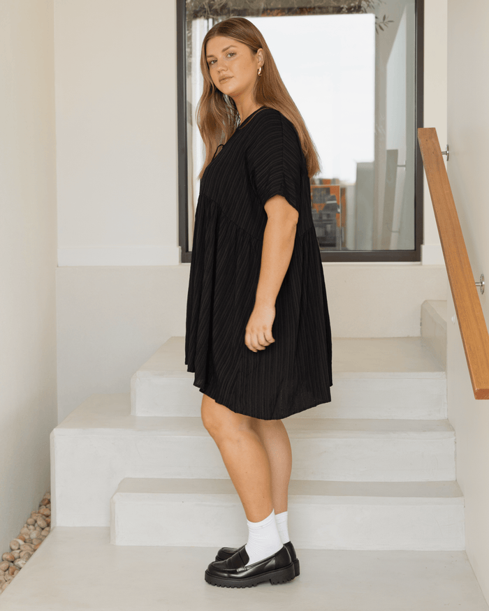 FINAL SALE | Lainey Mini Dress | Black Crepe