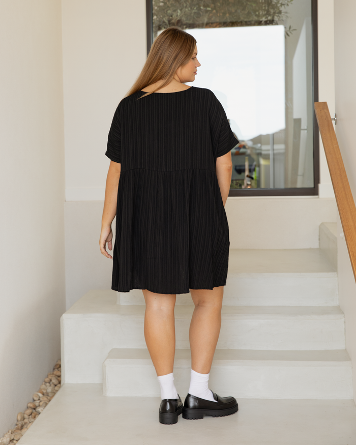 FINAL SALE | Lainey Mini Dress | Black Crepe