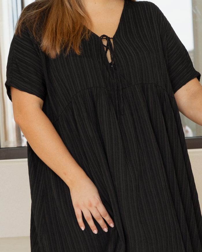 FINAL SALE | Lainey Mini Dress | Black Crepe