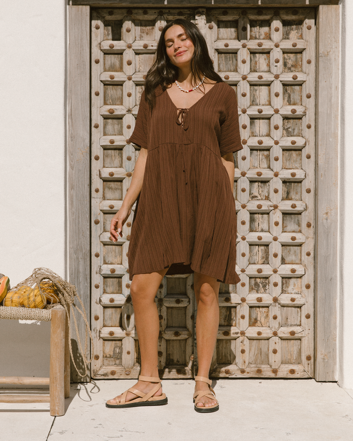 FINAL SALE | Lainey Mini Dress | Brown Crepe