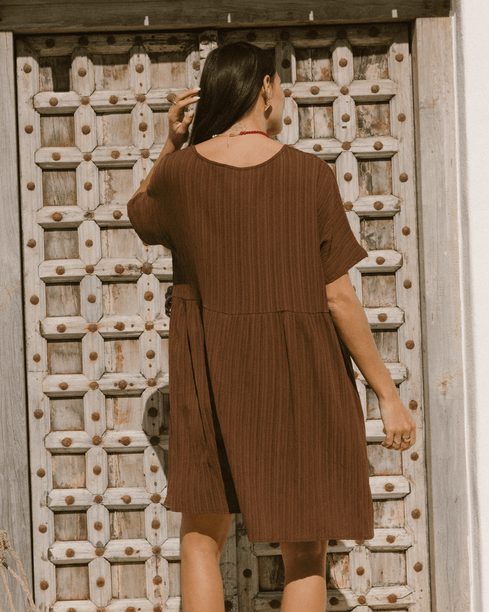 FINAL SALE | Lainey Mini Dress | Brown Crepe