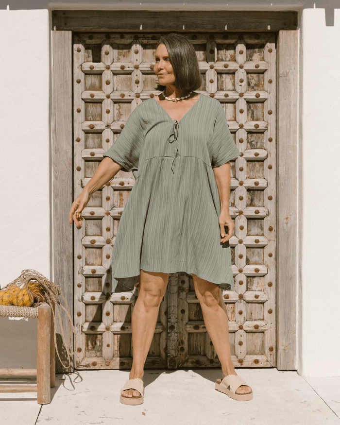 FINAL SALE | Lainey Mini Dress | Green Crepe