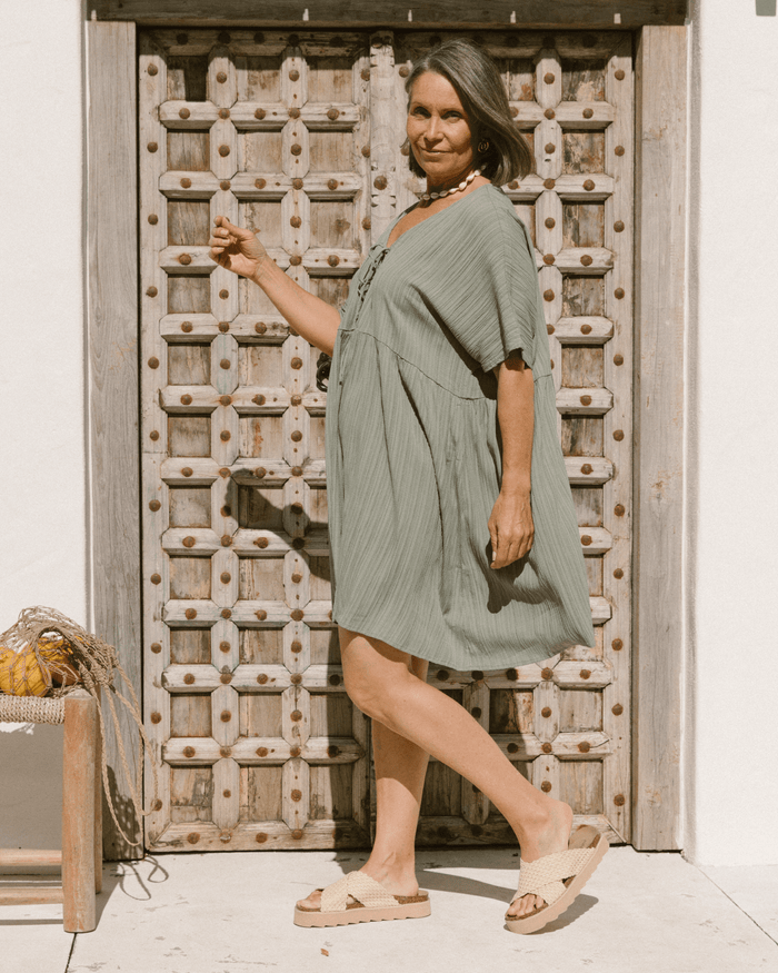 FINAL SALE | Lainey Mini Dress | Green Crepe