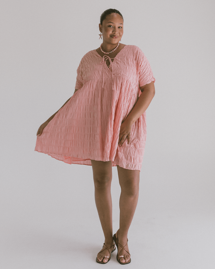 FINAL SALE | Lainey Mini Dress | Pink Seersucker