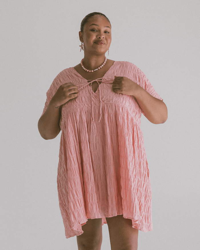 FINAL SALE | Lainey Mini Dress | Pink Seersucker