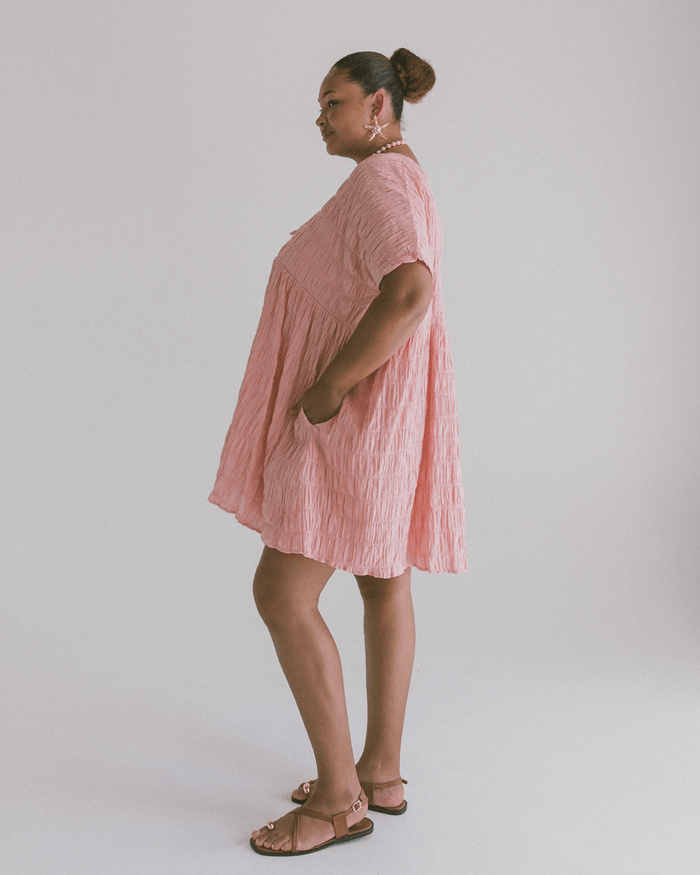 FINAL SALE | Lainey Mini Dress | Pink Seersucker