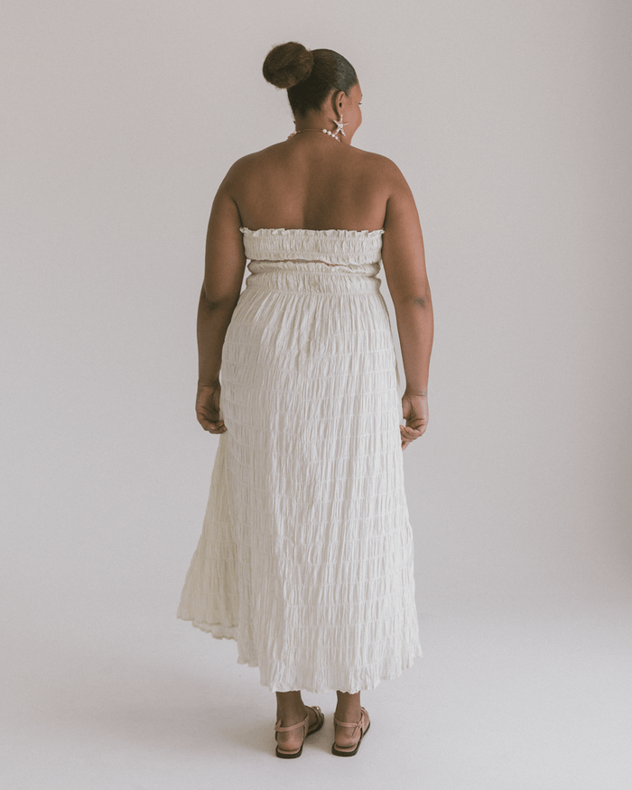 FINAL SALE | Mabel Maxi Dress | Beige Seersucker