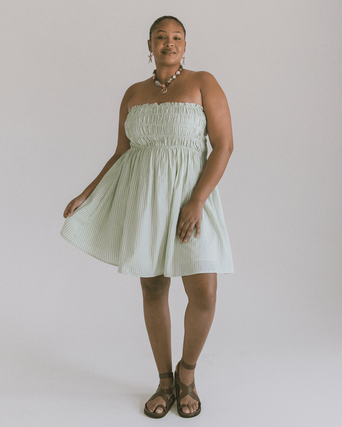 FINAL SALE | Mabel Mini Dress | Green Stripe