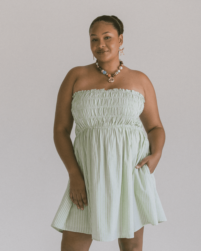 FINAL SALE | Mabel Mini Dress | Green Stripe