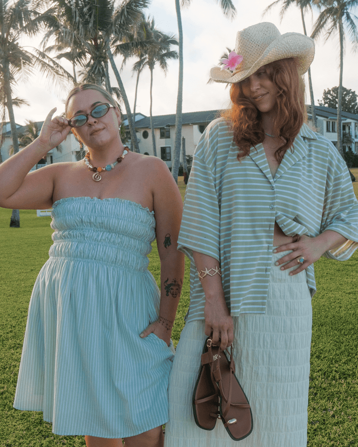 FINAL SALE | Mabel Mini Dress | Green Stripe