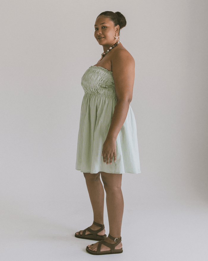 FINAL SALE | Mabel Mini Dress | Green Stripe