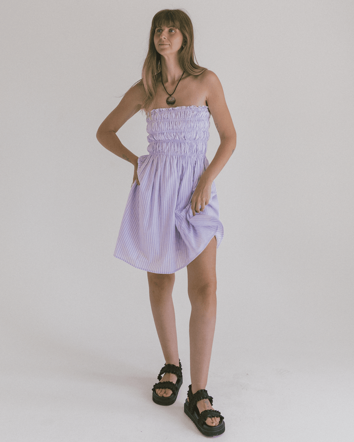 FINAL SALE | Mabel Mini Dress | Purple Stripe