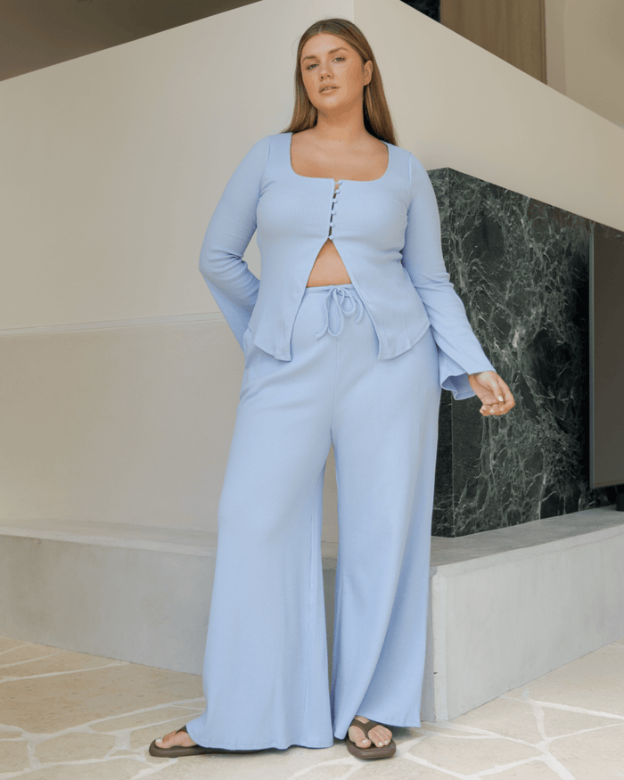 FINAL SALE | Marisa Ribbed Pants | Blue